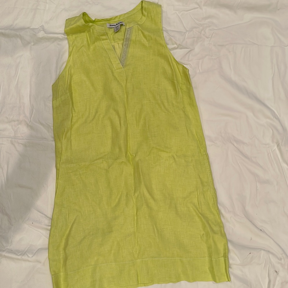 Chartreuse line shift dress